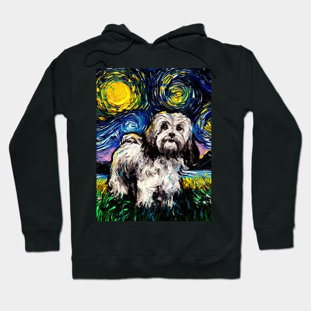 Lhasa Apso Night Hoodie by sagittariusgallery